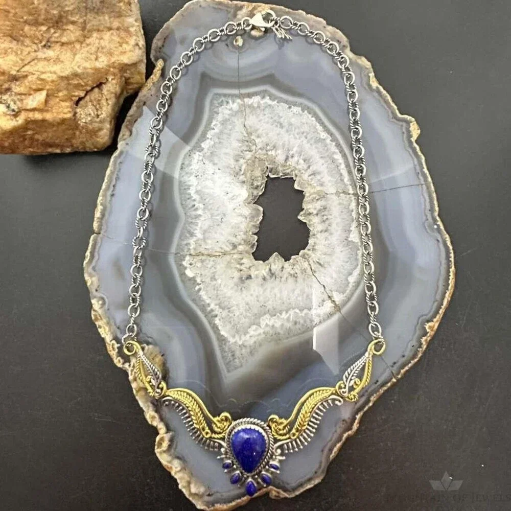 Carolyn Pollack Sterling Silver & Brass Lapis Decorated 15